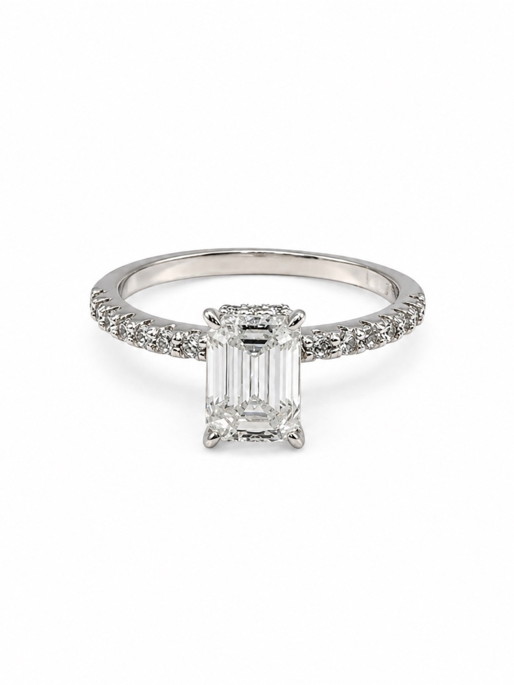 1 CTW Emerald Cut Moissanite Ring 14K Gold Plated Size 6